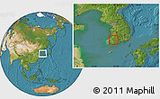 Satellite Location Map of Kwangju, within the entire country