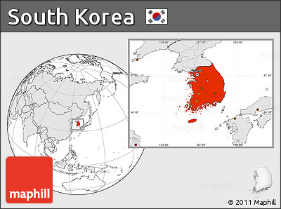 Blank Location Map of South Korea, highlighted continent