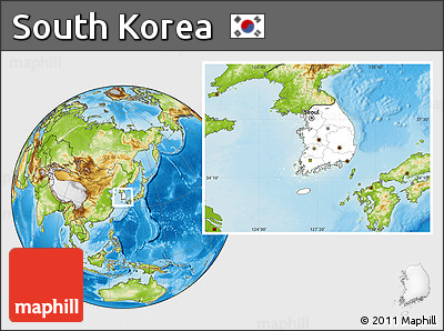 Blank Location Map of South Korea, physical outside