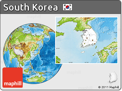 Blank Location Map of South Korea, physical outside