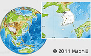 Blank Location Map of South Korea, physical outside