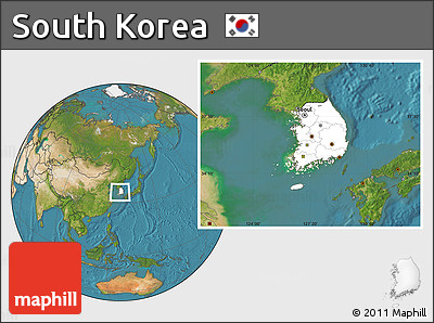 Blank Location Map of South Korea, satellite outside