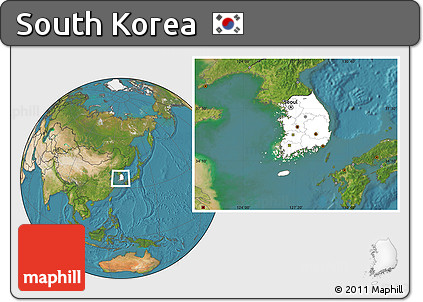 Blank Location Map of South Korea, satellite outside