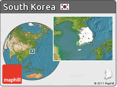 Blank Location Map of South Korea, satellite outside