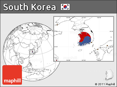 Flag Location Map of South Korea, blank outside