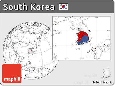 Flag Location Map of South Korea, blank outside