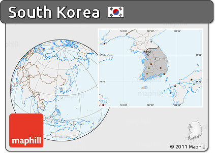 Gray Location Map of South Korea, lighten