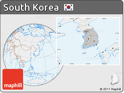 Gray Location Map of South Korea, lighten
