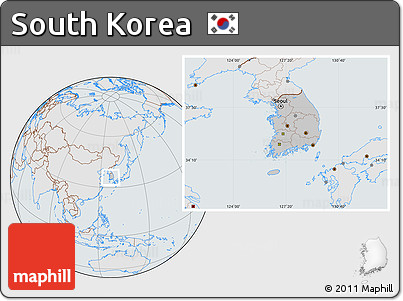 Gray Location Map of South Korea, lighten, semi-desaturated