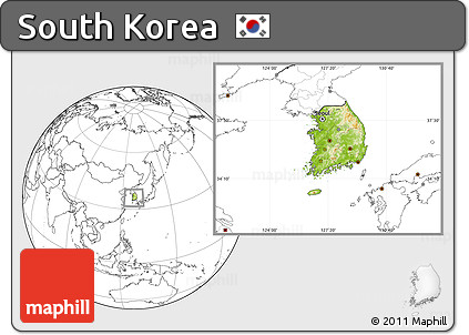 Physical Location Map of South Korea, blank outside