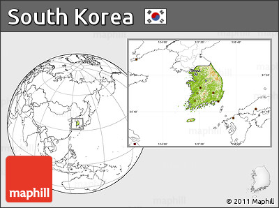 Physical Location Map of South Korea, blank outside