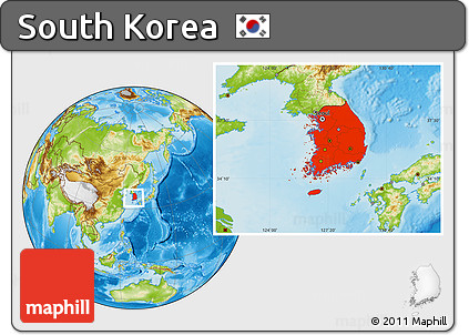 Physical Location Map of South Korea