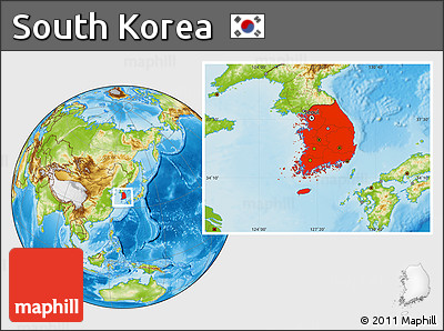 Physical Location Map of South Korea