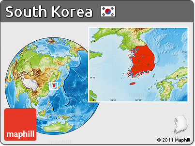 Physical Location Map of South Korea