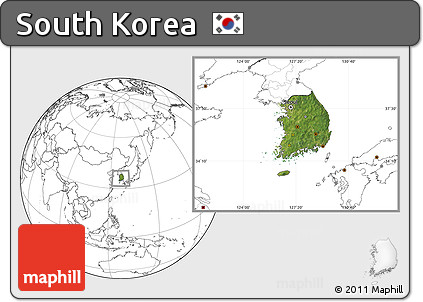 Satellite Location Map of South Korea, blank outside