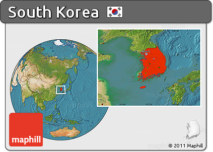 Satellite Location Map of South Korea