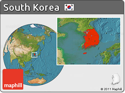 Satellite Location Map of South Korea