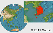 Satellite Location Map of South Korea