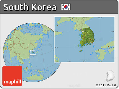 Satellite Location Map of South Korea, savanna style outside