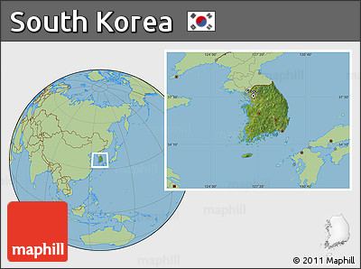 Satellite Location Map of South Korea, savanna style outside