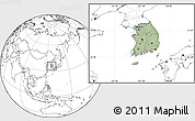 Savanna Style Location Map of South Korea, blank outside, hill shading inside