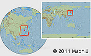 Savanna Style Location Map of South Korea, within the entire continent, hill shading