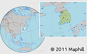 Savanna Style Location Map of South Korea, gray outside