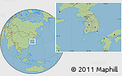 Savanna Style Location Map of South Korea, hill shading inside