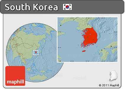 Savanna Style Location Map of South Korea, hill shading