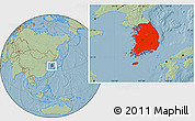 Savanna Style Location Map of South Korea, hill shading