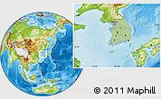 Savanna Style Location Map of South Korea, physical outside