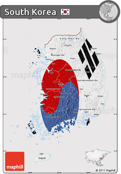Flag Map of South Korea