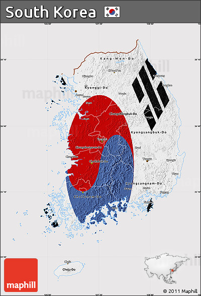 Flag Map of South Korea