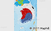 Flag Map of South Korea, political outside, flag centered