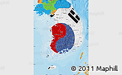 Flag Map of South Korea, political outside, flag aligned to the middle