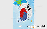 Flag Map of South Korea, political outside