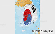 Flag Map of South Korea, political shades outside