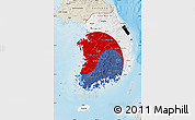 Flag Map of South Korea, shaded relief outside, flag centered