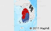 Flag Map of South Korea, single color outside, bathymetry sea