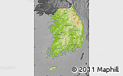Physical Map of South Korea, darken, desaturated