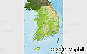 Physical Map of South Korea, darken, land only