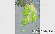 Physical Map of South Korea, darken, semi-desaturated
