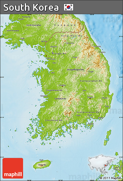 Physical Map of South Korea