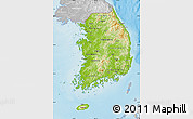 Physical Map of South Korea, lighten, desaturated, land only