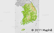 Physical Map of South Korea, lighten, desaturated