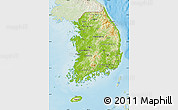 Physical Map of South Korea, lighten, land only