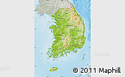 Physical Map of South Korea, lighten, semi-desaturated, land only