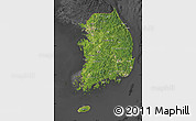 Satellite Map of South Korea, darken, desaturated