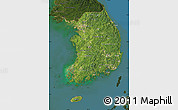 Satellite Map of South Korea, darken, land only