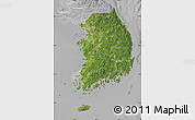 Satellite Map of South Korea, lighten, desaturated